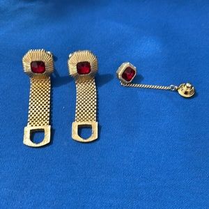 Gorgeous Garnet set for men made by Swank